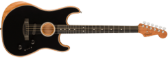 Fender Acoustasonic Strat Black W Bag Made in USA elektro-akustinė gitara